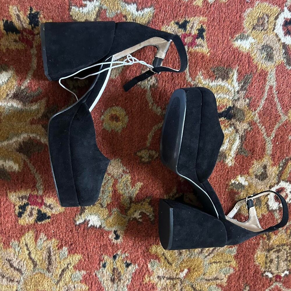 Altard state black vegan leather platform heels